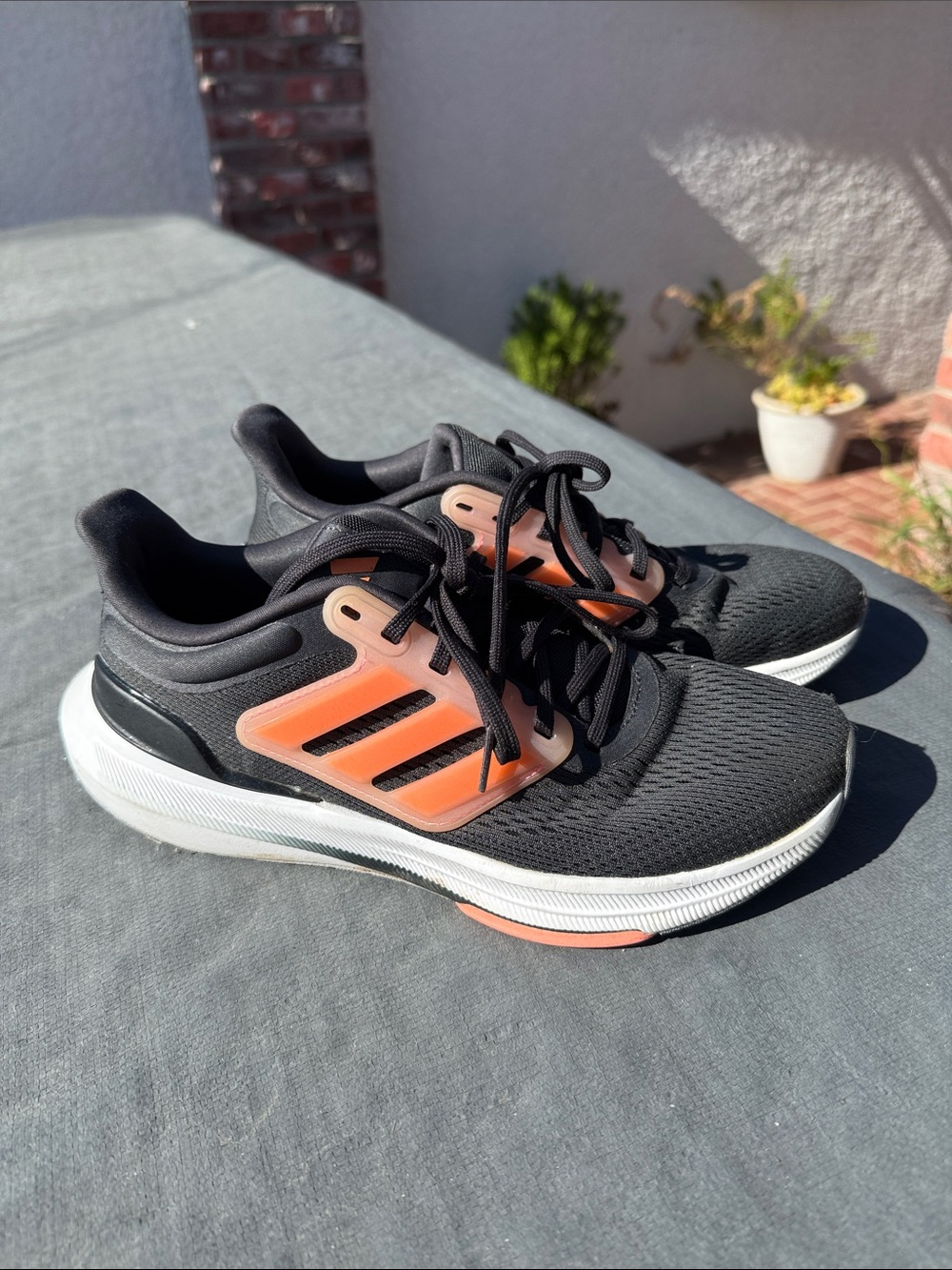 Womens Black Sneakers with Orange Accent